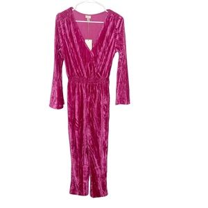 A New Day Crushed velvet jumpsuit size XS NWT magenta pink i